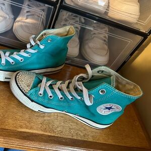 Converse Turquoise High-Tops with Sparkling Accents